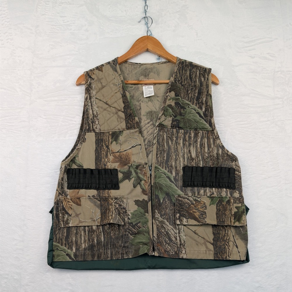 VTG Sports Afield Hunting Vest Mens M Camo Shell Loops Game Bag Utility 90s